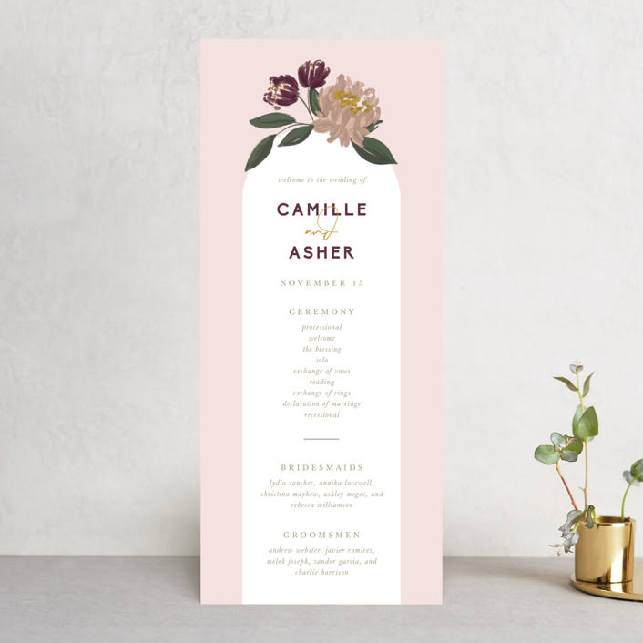 "Wild Peonies" - Wedding Programs in Blush by Cindy Reynolds - Front
