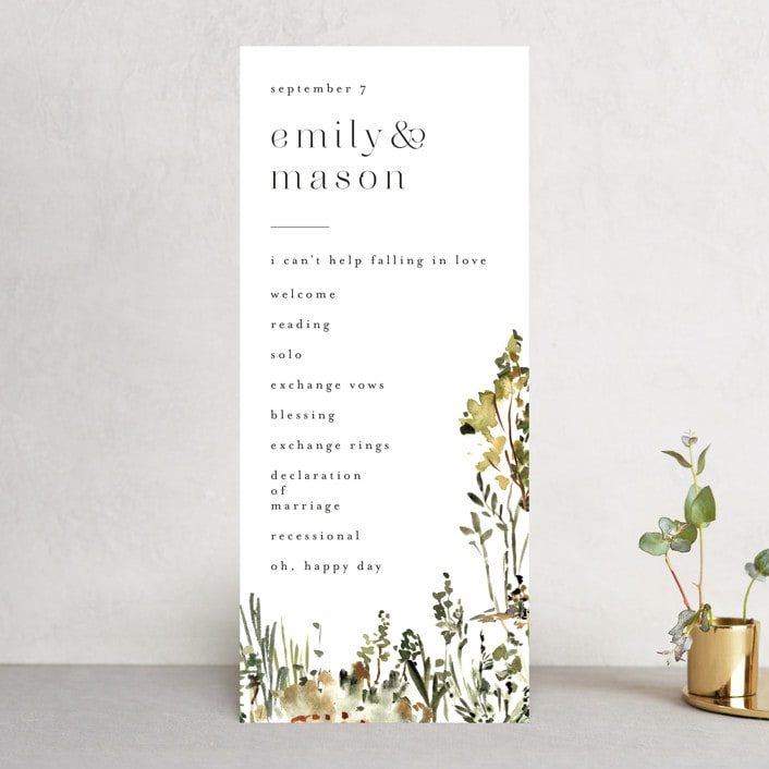 "We Walk Together" - Wedding Programs in Evergreen by Petra Kern - Front