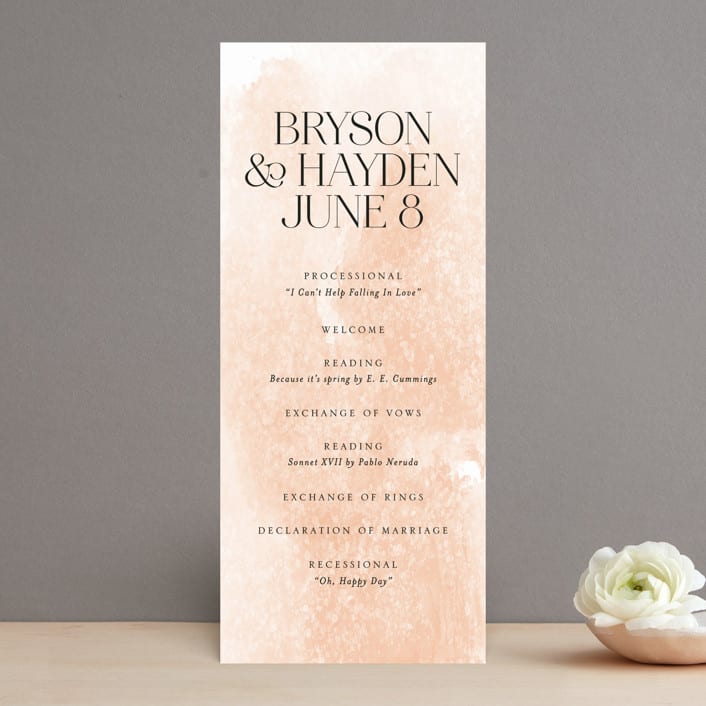 "Swept" - Wedding Programs in Blush by Snow and Ivy - Front