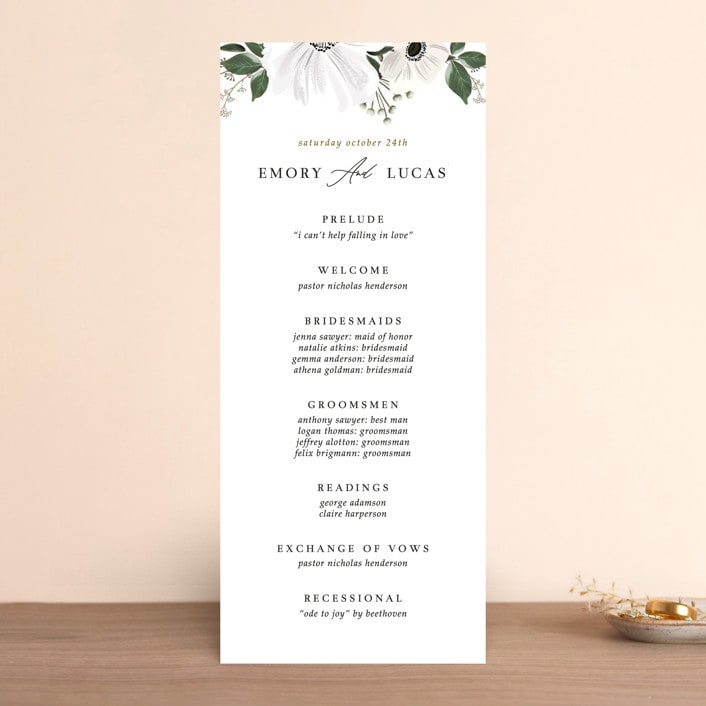 "Inverness" - Wedding Programs in Pistachio by Nicole Whiddon - Front