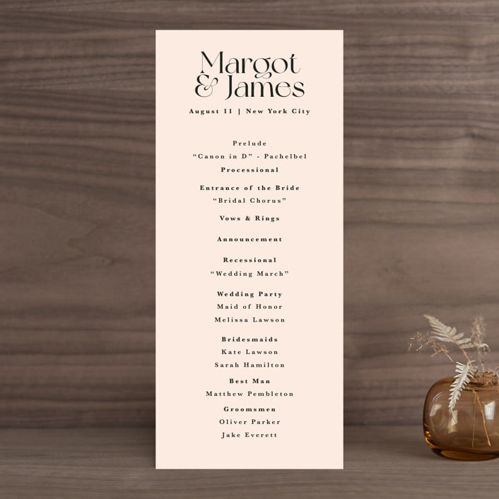 "SoHo" - Wedding Programs in Blush by Hudson meet Rose - Front
