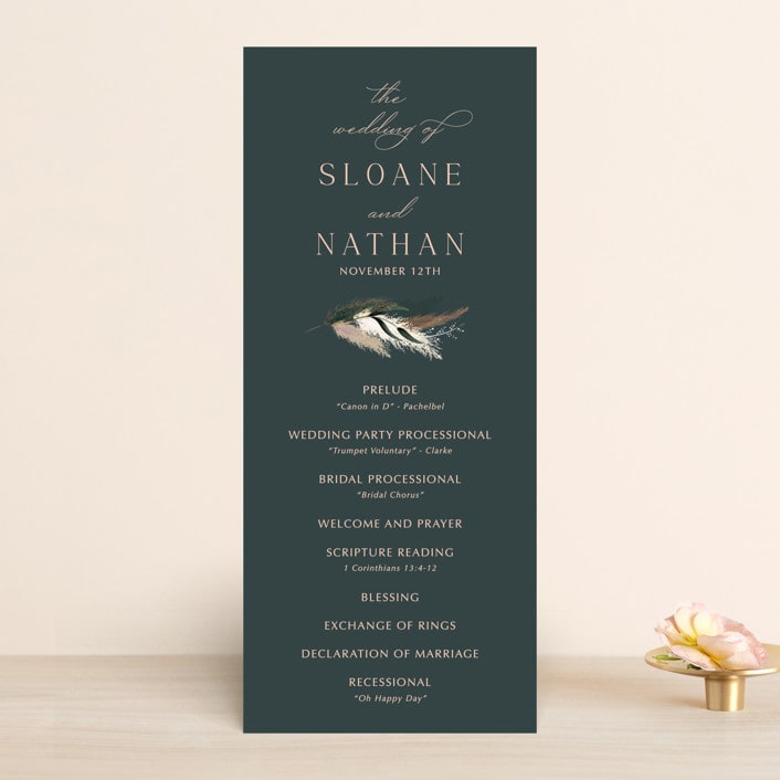 "Arched Pampas" - Wedding Programs in Basil by Kaydi Bishop - Front