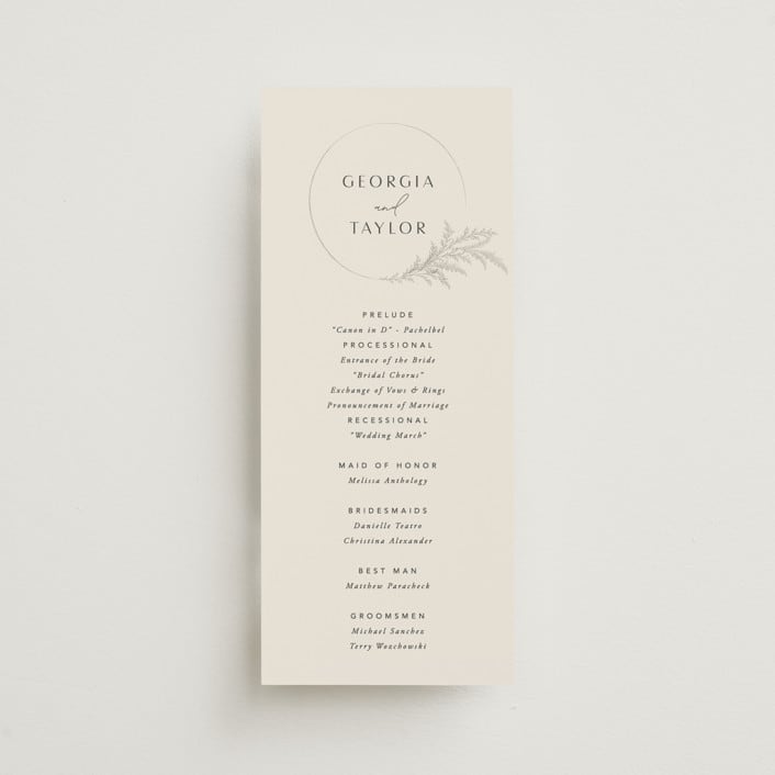 "Etched Frame" - Wedding Programs in Eggshell by Robert and Stella - Front