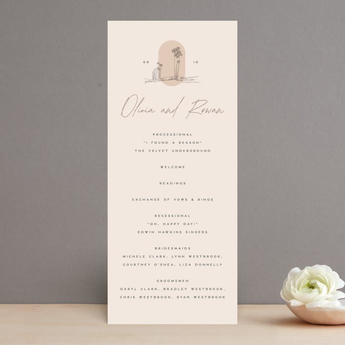 "Sunset Beach" - Wedding Programs in Sand by Owl and Toad - Front
