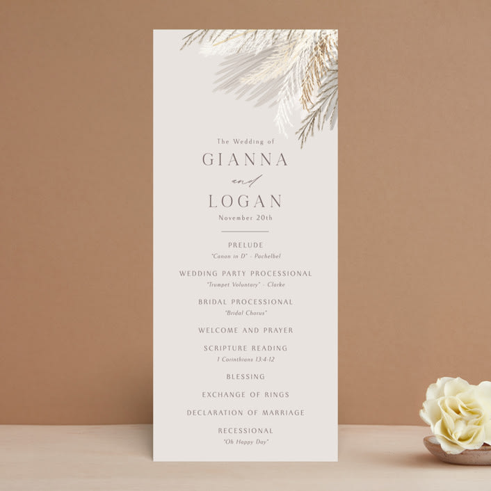 "Pampas & Palms" - Wedding Programs in Ash by Kaydi Bishop - Front