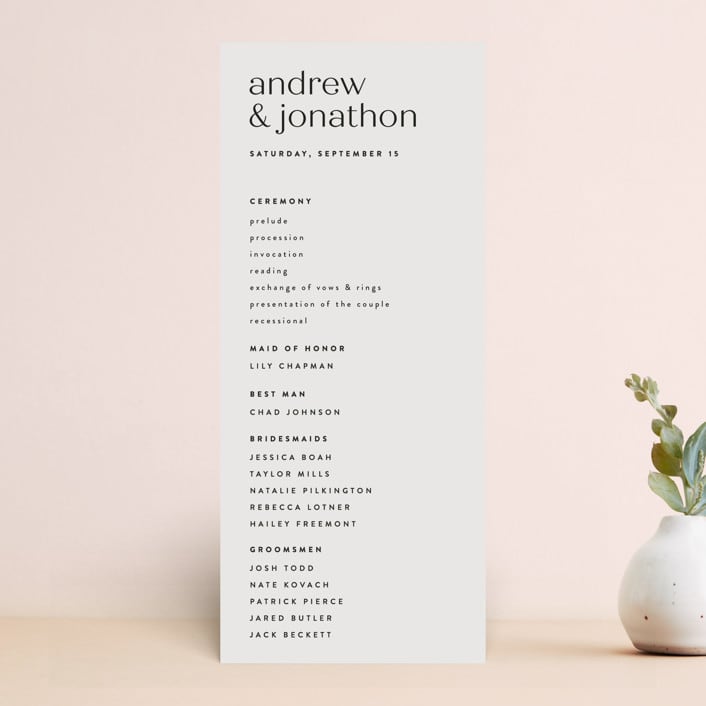 "Align" - Wedding Programs in Linen by JoAnn Jinks - Front