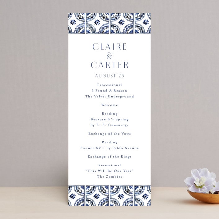 "watercolor tile" - Wedding Programs in Cobalt by Katharine Watson - Front