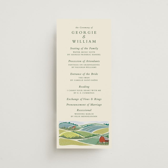 "Farm and Field" - Wedding Programs in Barn by Paper Sun Studio - Front