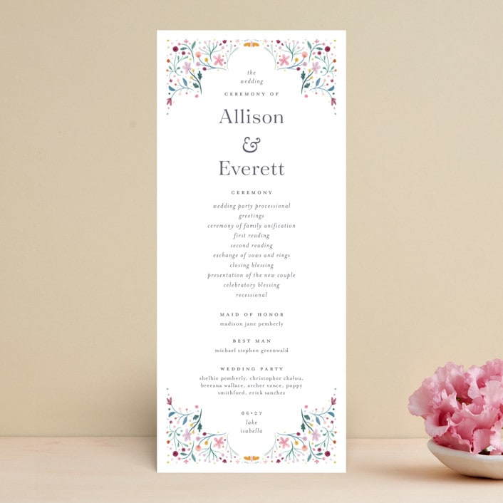 "Delicate Garden" - Wedding Programs in Wildflower by Ashley DeMeyere - Front