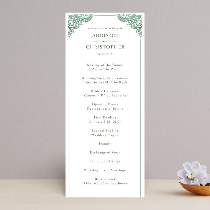 "Ornate" - Wedding Programs in Sage by Jen Owens - Front