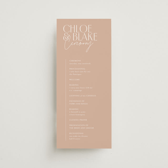 "Overlap" - Wedding Programs in Terracotta by Kelly Schmidt - Front