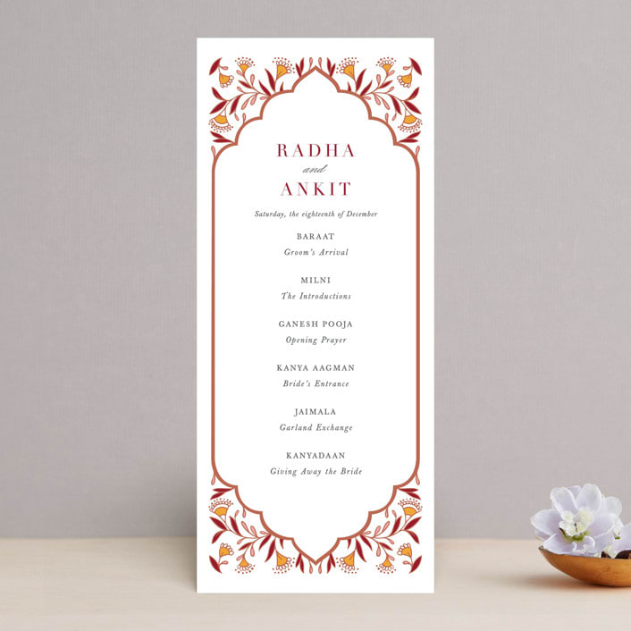 "Jaipur" - Wedding Programs in Ruby by Mansi Verma - Front
