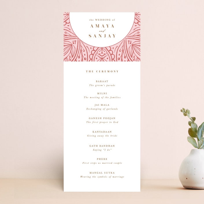 "AMAYA" - Wedding Programs in Blush by Kanika Mathur - Front