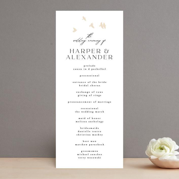 "Soar" - Wedding Programs in Cream by Phrosné Barwood - Front