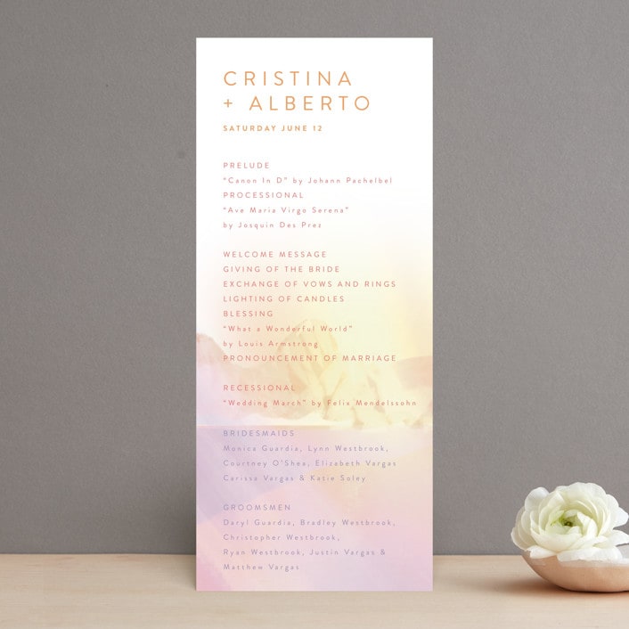 "Amanecer" - Wedding Programs in Dawn by Tamara Hilje - Front