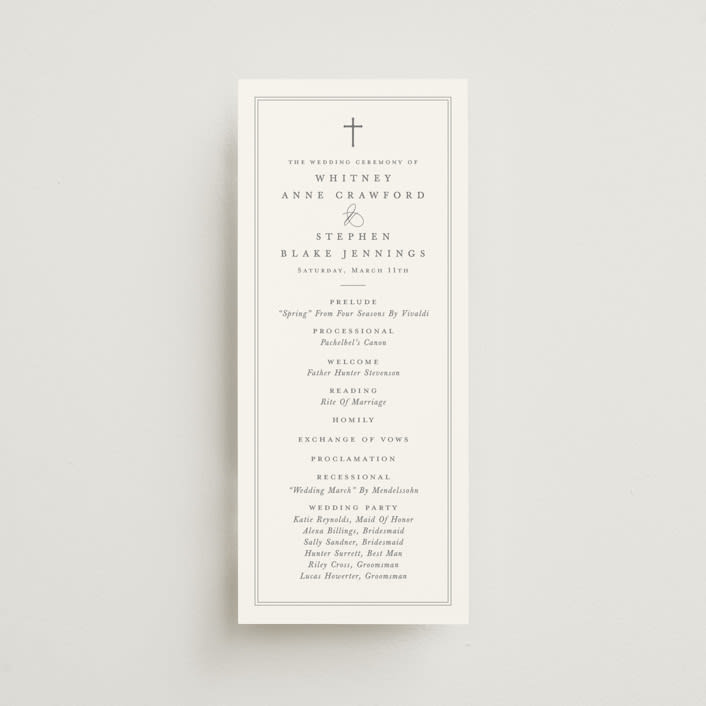 "Crawford" - Wedding Programs in Ivory by Amy Kross - Front