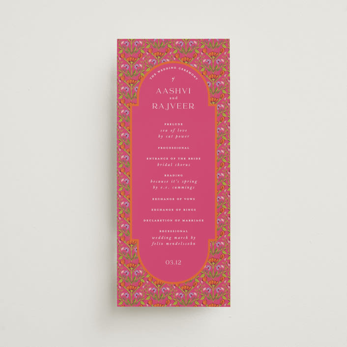 "Varna" - Wedding Programs in Fuchsia by Pati Cascino - Front