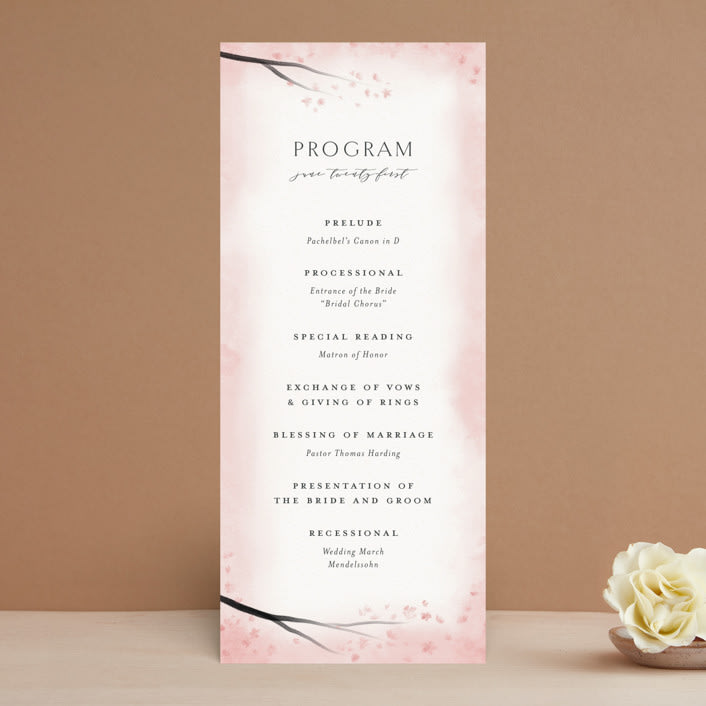 "Cherry Blossoms" - Wedding Programs in Cherry Blossom by Stephanie Hawkes - Front