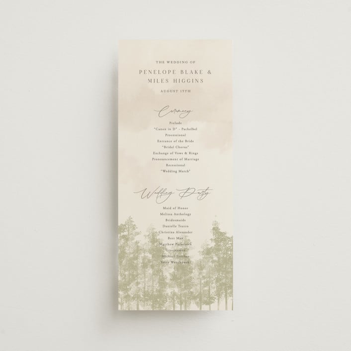 "Aspen" - Wedding Programs in Lake by Robert and Stella - Front