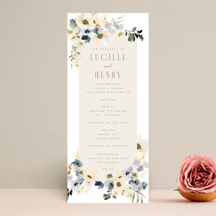 "Swept Away" - Wedding Programs in Petal by Leah Bisch - Front