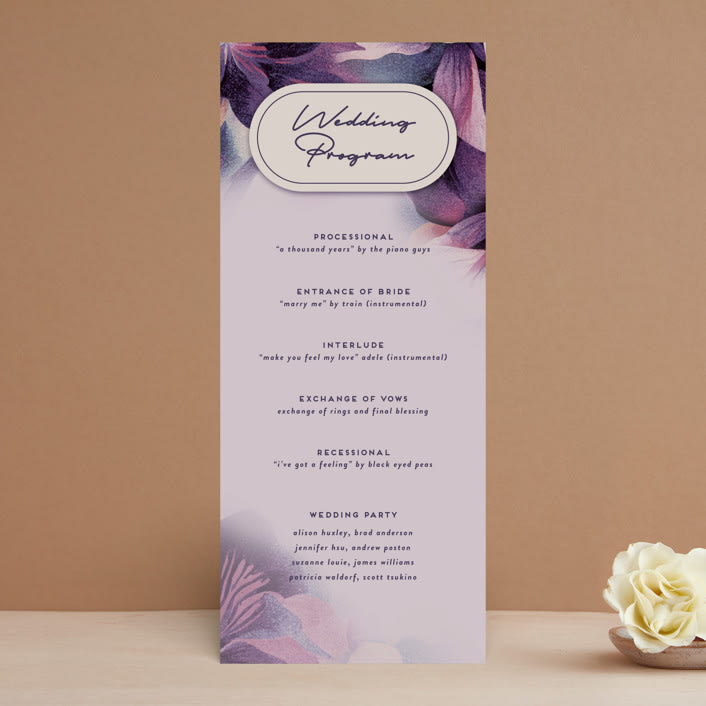 "Elisa" - Wedding Programs in Orchid by Simona Camp - Front