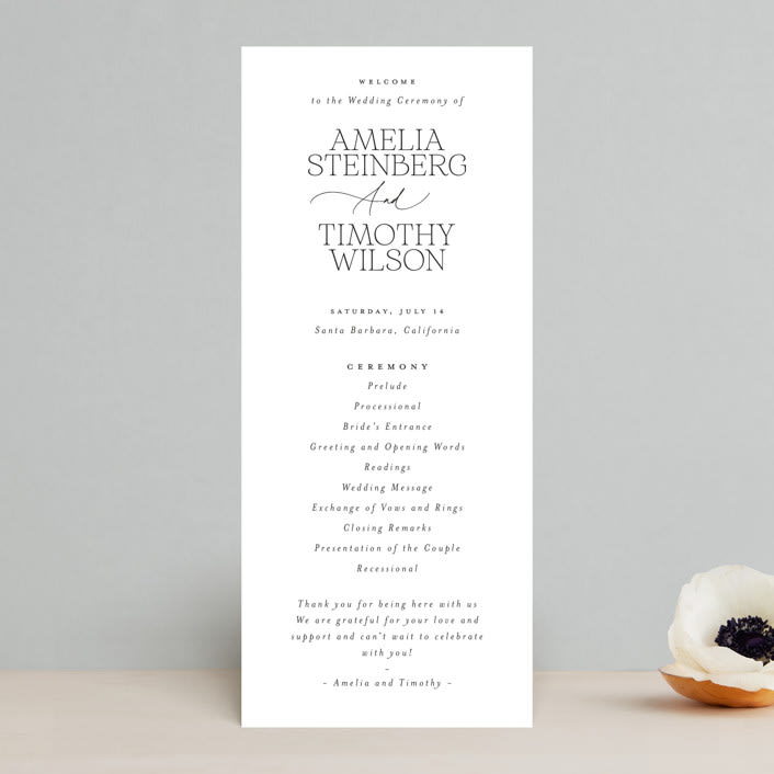 "Dashing" - Wedding Programs in Pearl by Benita Crandall - Front