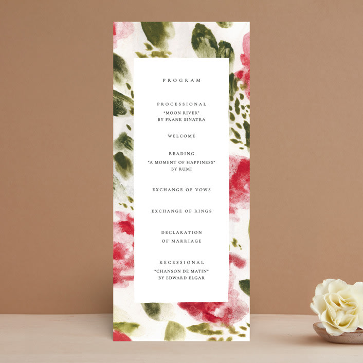 "Wild Roses" - Wedding Programs in Bush by Sumak Studio - Front
