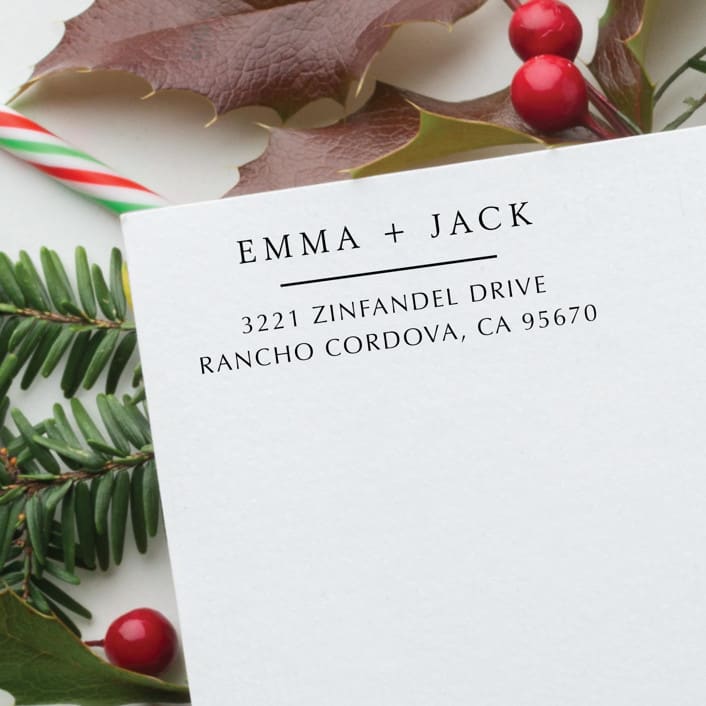 "Modern Couple Address Stamp | Self Inking Return Address Stamp" - Address Stamps in black by Samantha Malvey