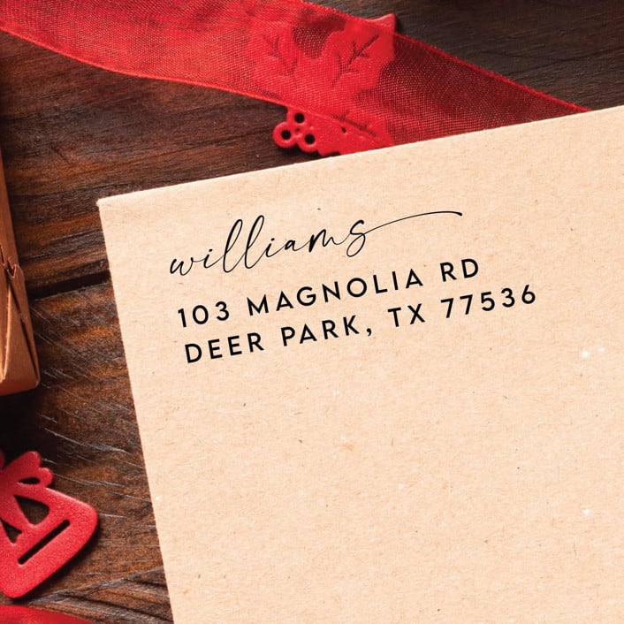 "Family Name Return Address Stamp | Self Inking Return Address Stamp" - Address Stamps in black by Samantha Malvey