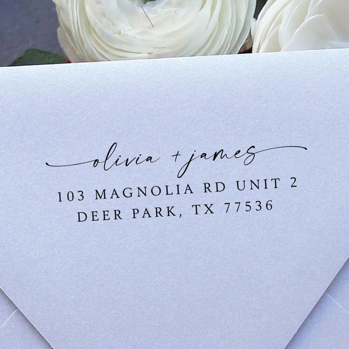 "Classic Love Address Stamp | Self Inking Return Address Stamp" - Address Stamps in black by Samantha Malvey