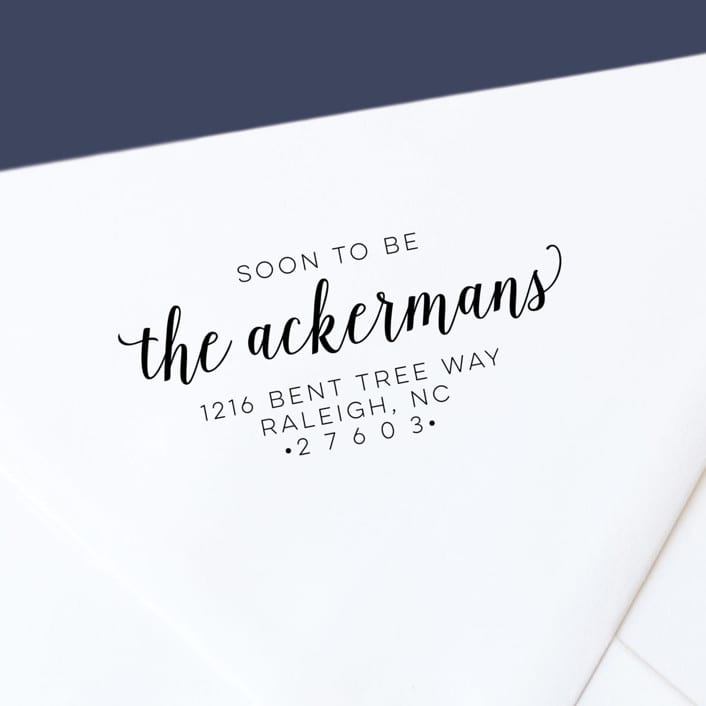 "Soon To Be Custom Self-Inking Return Address Stamp" - Address Stamps in black by The Homebody Society