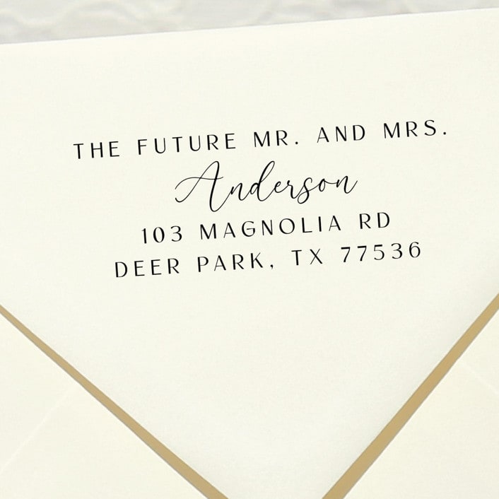 "Save the Date Address Stamp | Self Inking Return Address Stamp" - Address Stamps in black by Samantha Malvey