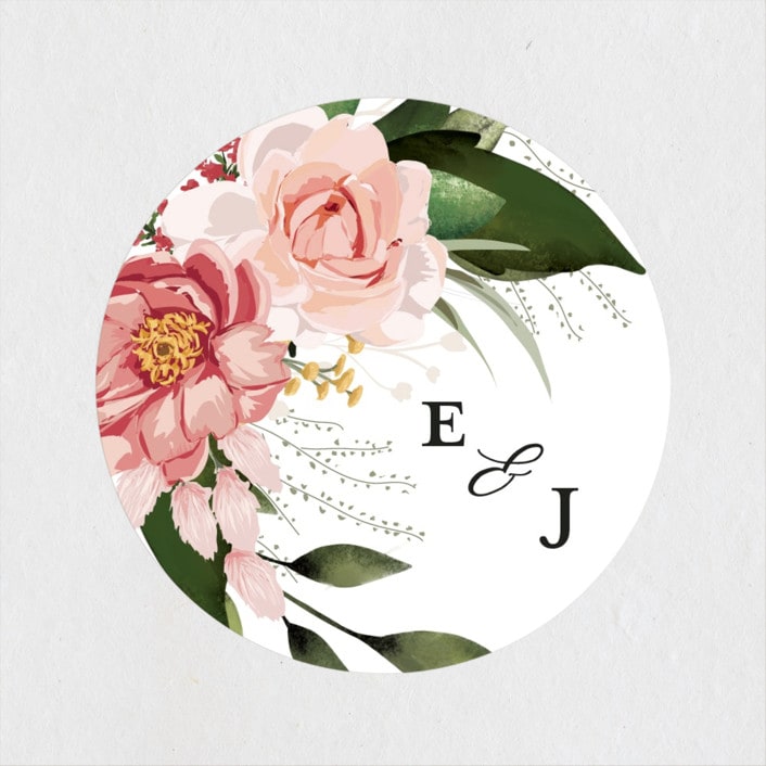 "Blossom" - Wedding Favor Stickers in Blush by Susan Moyal - Front