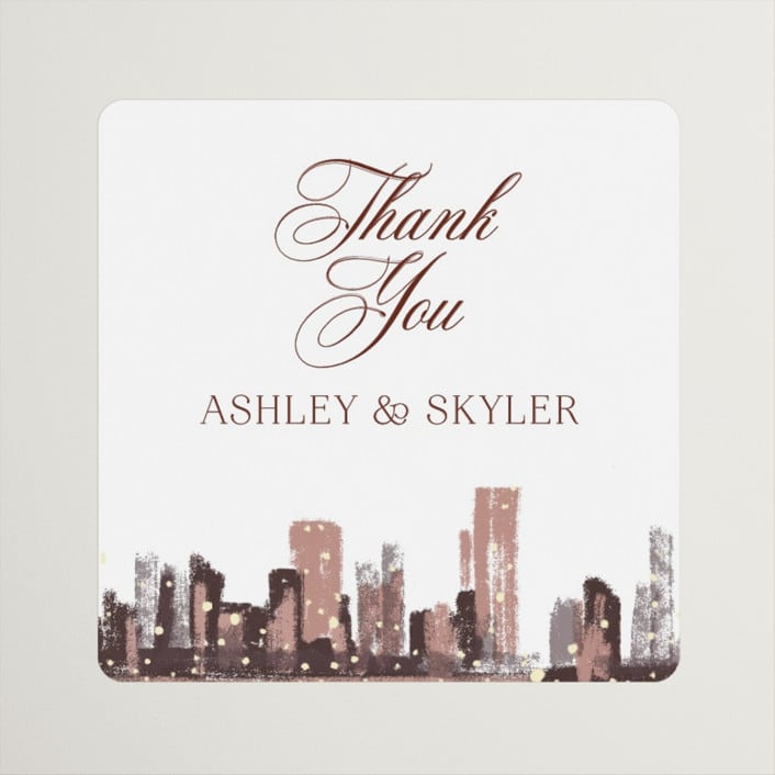 "Brooklyn Bridge" - Wedding Favor Stickers in Chiffon by Cass Loh - Front
