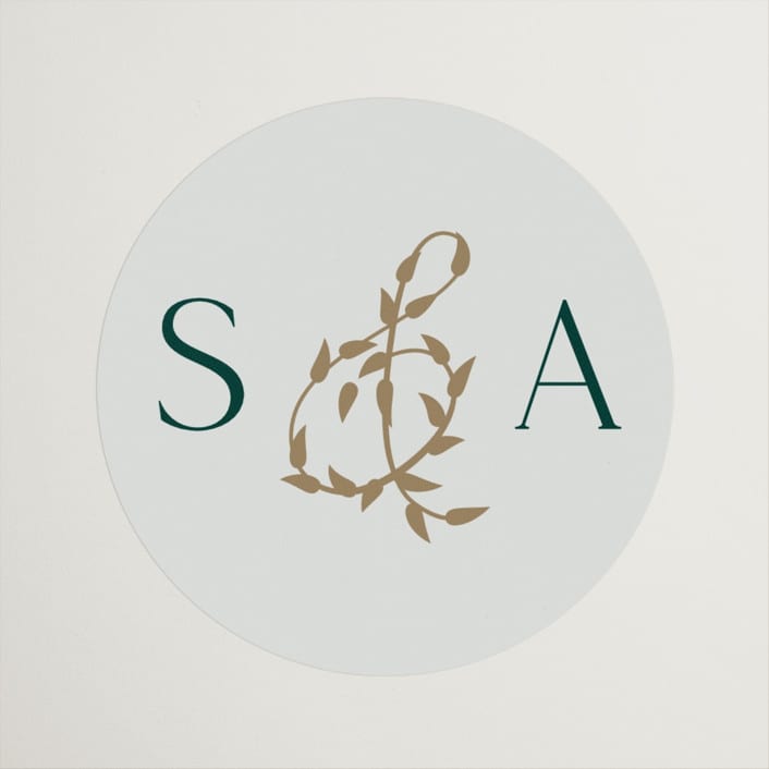 "Mountaintop" - Wedding Favor Stickers in Evergreen by Paper Sun Studio - Front