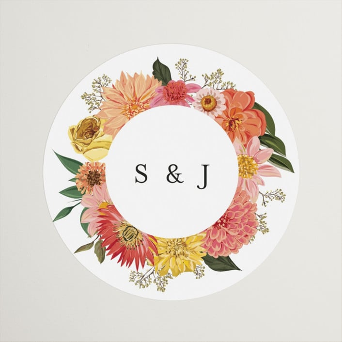 "Enchanting" - Wedding Favor Stickers in Burgundy by Susan Moyal - Front