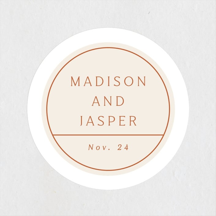 "Modern Ticket" - Wedding Favor Stickers in Rust by Alethea and Ruth - Front