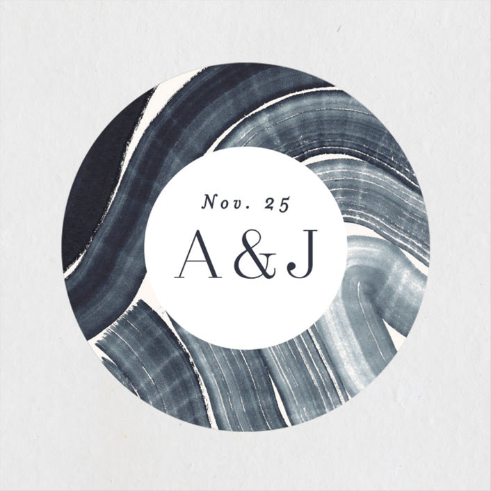 "Painted Trails" - Wedding Favor Stickers in Navy by Alethea and Ruth - Front