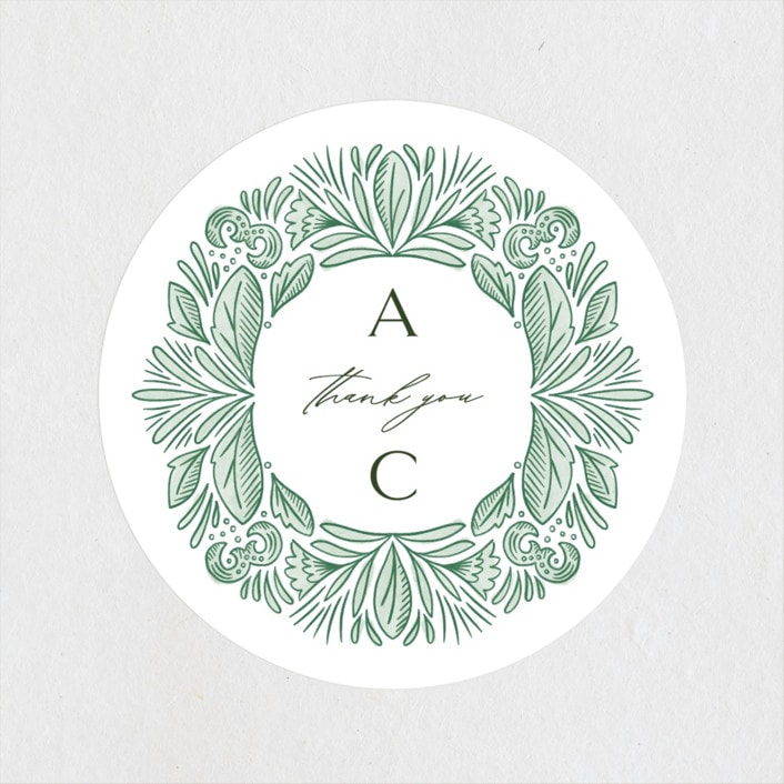 "Ornate" - Wedding Favor Stickers in Sage by Jen Owens - Front