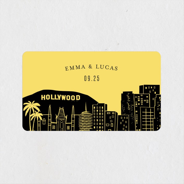 "Big City - Los Angeles" - Wedding Favor Stickers in Lemondrop by Hooray Creative - Front