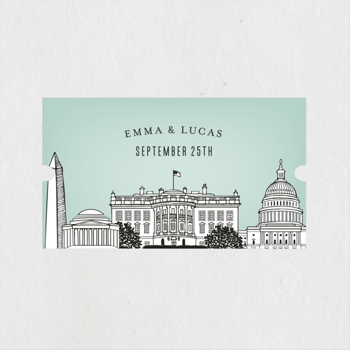 "Big City - Washington DC" - Wedding Favor Stickers in Mint Green by Hooray Creative - Front