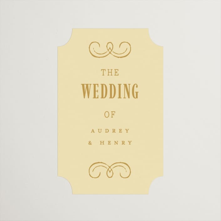 "Vintage Label" - Wedding Favor Stickers in Butter by Nazia Hyder - Front