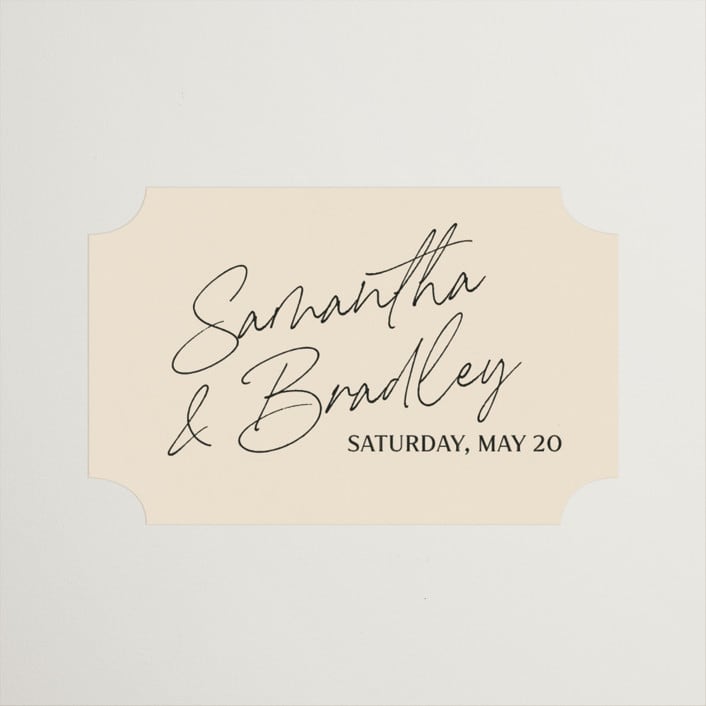 "French Whimsy Script" - Wedding Favor Stickers in Champagne by Wallace Design Co. - Front