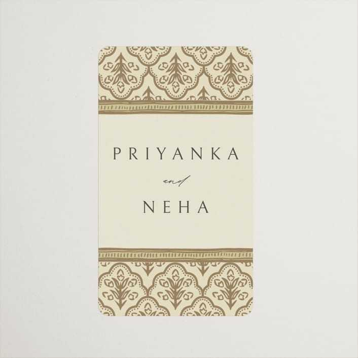 "Aatreya" - Wedding Favor Stickers in Marigold by Pati Cascino - Front