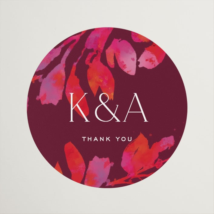 "Bright abstract" - Wedding Favor Stickers in Sangria by Jessica Corliss - Front