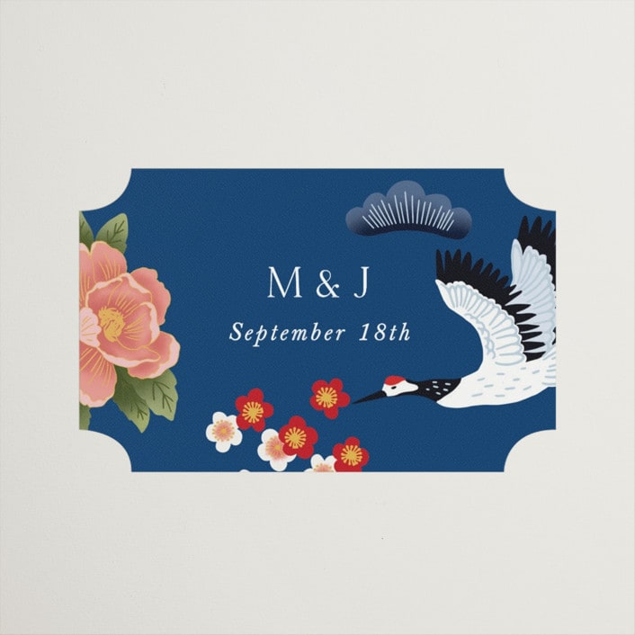 "kimono" - Wedding Favor Stickers in Ocean by Elly - Front