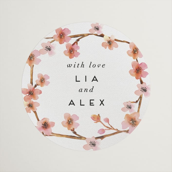 "Love Blossom" - Wedding Favor Stickers in Blush by Petra Kern - Front