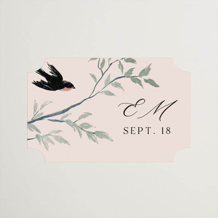 "LOVEBIRDS" - Wedding Favor Stickers in Cream by Elly - Front