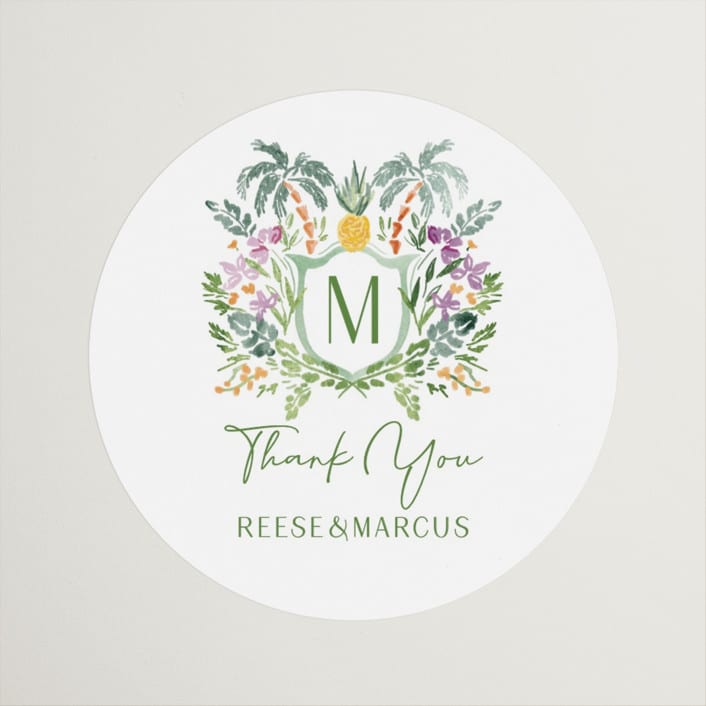 "Tropical Dreams" - Wedding Favor Stickers in Jungle by Petra Kern - Front