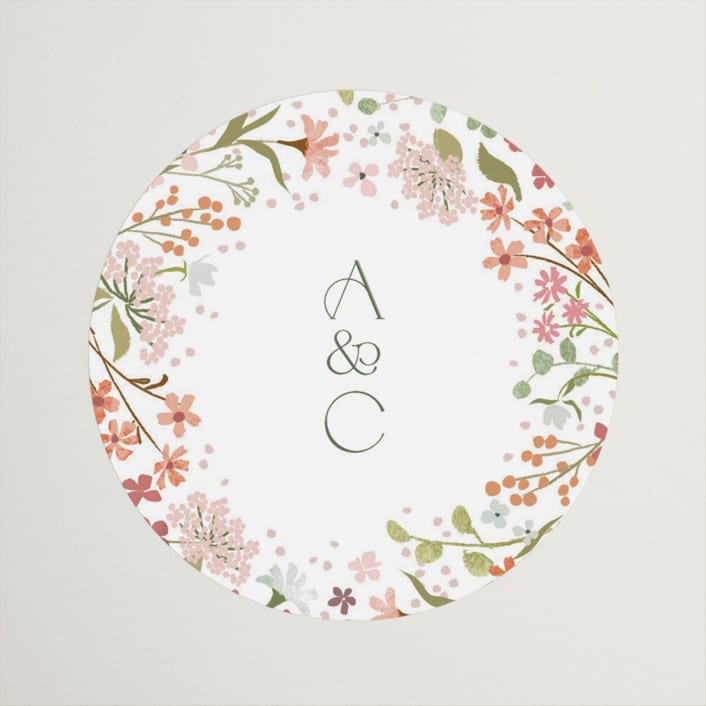 "Avery" - Wedding Favor Stickers in Peony by Jennifer Wick - Front